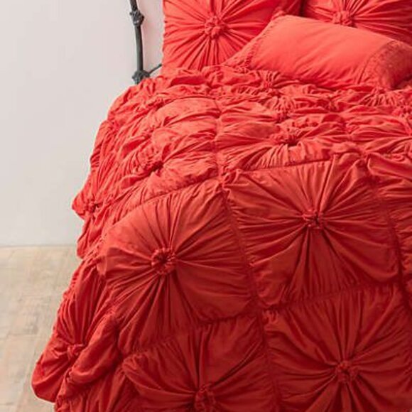 Anthropoplogie Rosette Quilt Queen Orange - Picture 1 of 6